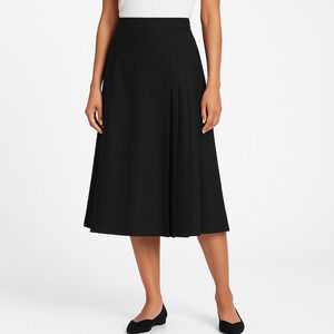 Black Pleated Wool Blend  Classic ALine Skirt Medium business work official L